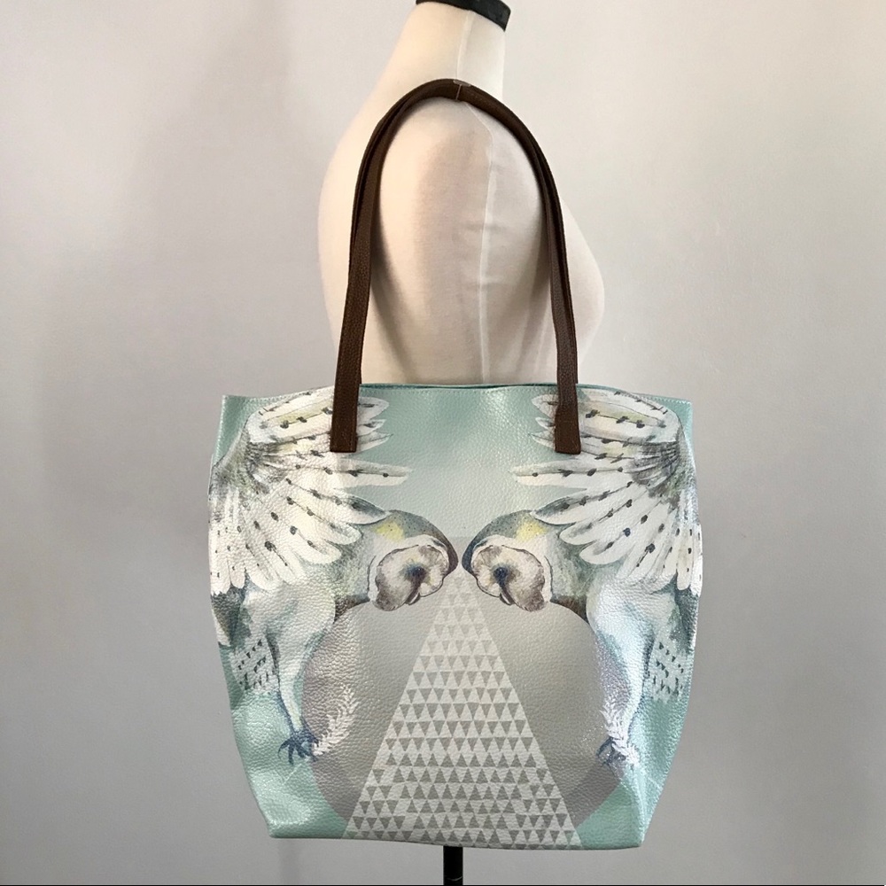 NWOT Papaya Vegan Leather Handbag/ Tote with Owls